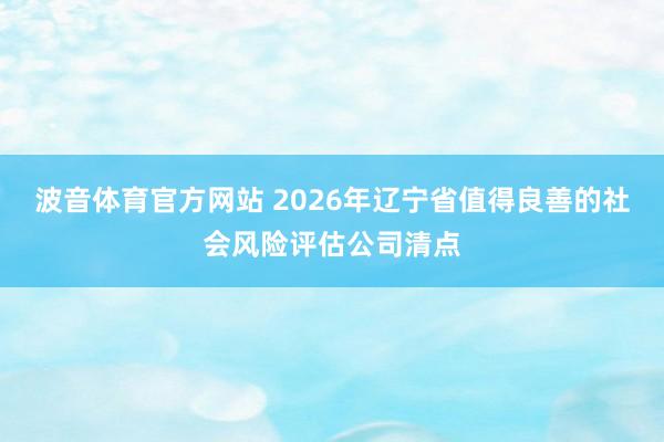 波音体育官方网站 2026年辽宁省值得良善的社会风险评估公司清点
