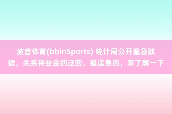 波音体育(bbinSports) 统计局公开遑急数据，关系待业金的迂回，挺遑急的，来了解一下