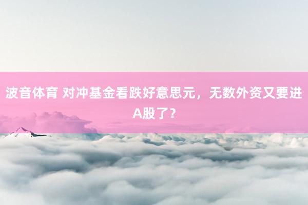 波音体育 对冲基金看跌好意思元，无数外资又要进A股了？