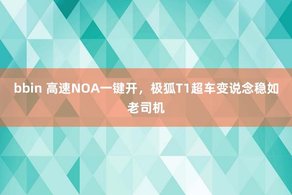 bbin 高速NOA一键开，极狐T1超车变说念稳如老司机