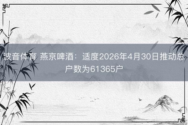 波音体育 燕京啤酒：适度2026年4月30日推动总户数为61365户