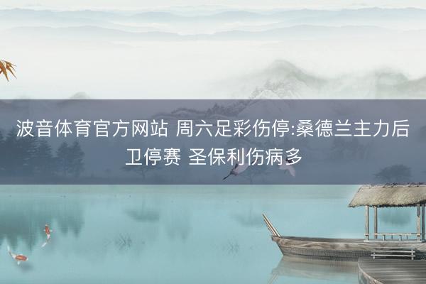 波音体育官方网站 周六足彩伤停:桑德兰主力后卫停赛 圣保利伤病多
